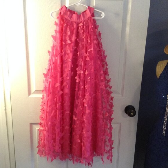 Unmarked Dresses & Skirts - NWOT Butterfly Applique Mesh Overlay Pink Dress 6/M Zip Whimsical Fairycore Chic